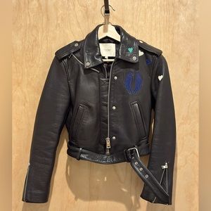 Maje NERO Cropped cowhide leather jacket